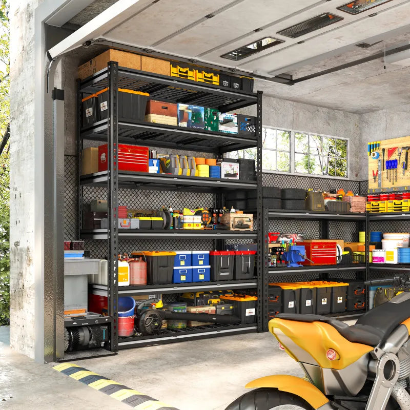 【🔥Factory Direct Clearout Sale🔥】48"in x 18"in Heavy Duty Metal Shelving 3300LBS  Industrial Storage Shelves 6 Tires Black Shelves Adjustable Shelving food store shelves for Garage,Warehouse,Basement