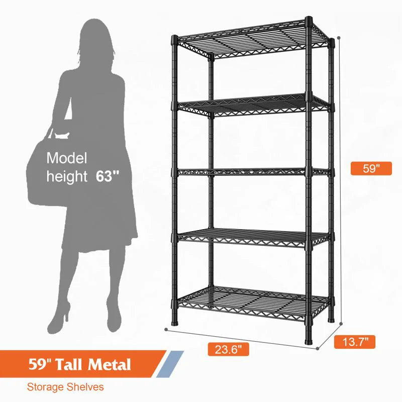 【🔥Factory Direct Clearout Sale🔥】24"W Wire Shelving Units,5-Tier Adjusatble, 850lbs Metal Wire Shelf for Kitchen Pantry Basement