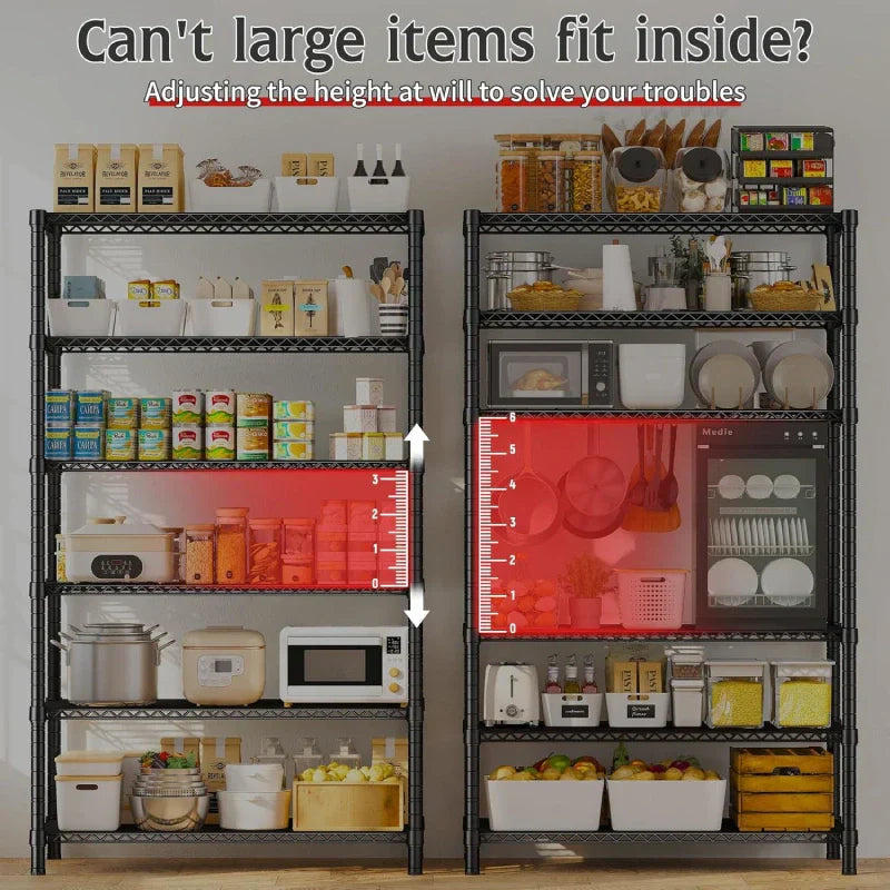 【🔥Factory Direct Clearout Sale🔥】35.5"W Wire Storage Shelves, 6-Tier Adjustable Outdoor Metal Shelves for Kitchen Pantry Basement