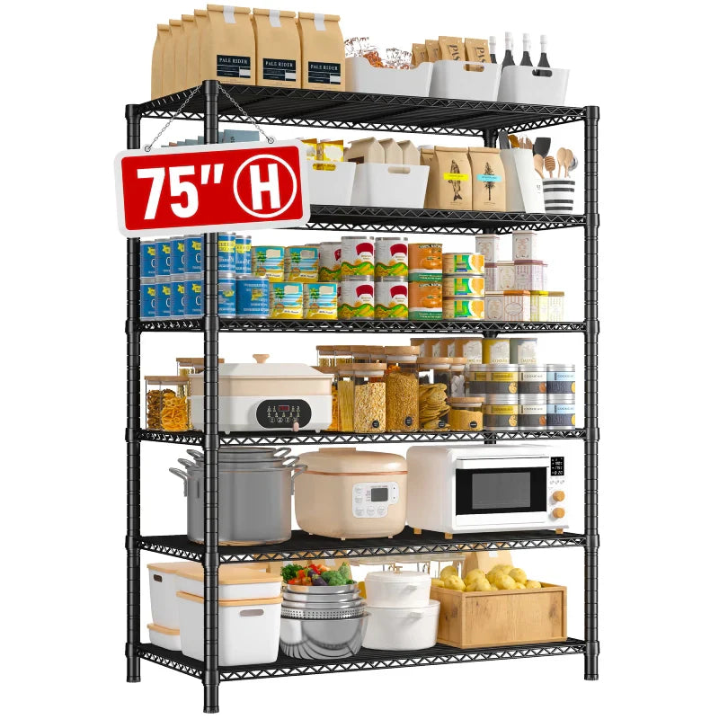 【🔥Factory Direct Clearout Sale🔥】35.5"W Wire Storage Shelves, 6-Tier Adjustable Outdoor Metal Shelves for Kitchen Pantry Basement
