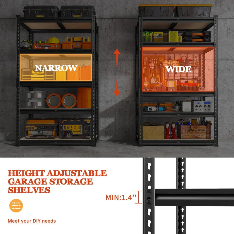 【🔥Factory Direct Clearout Sale🔥】5-Tier Storage Shelving Units, Adjustable Shelves for Garage Pantry Kitchen, 2000 lbs Capacity