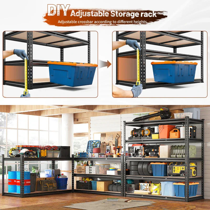 【🔥Factory Direct Clearout Sale🔥】2 Pack Garage Shelf, 48.2''W Adjustable Steel Shelving Rack Load 3000lbs, Boltless Shelving for Basement Warehouse Commercial