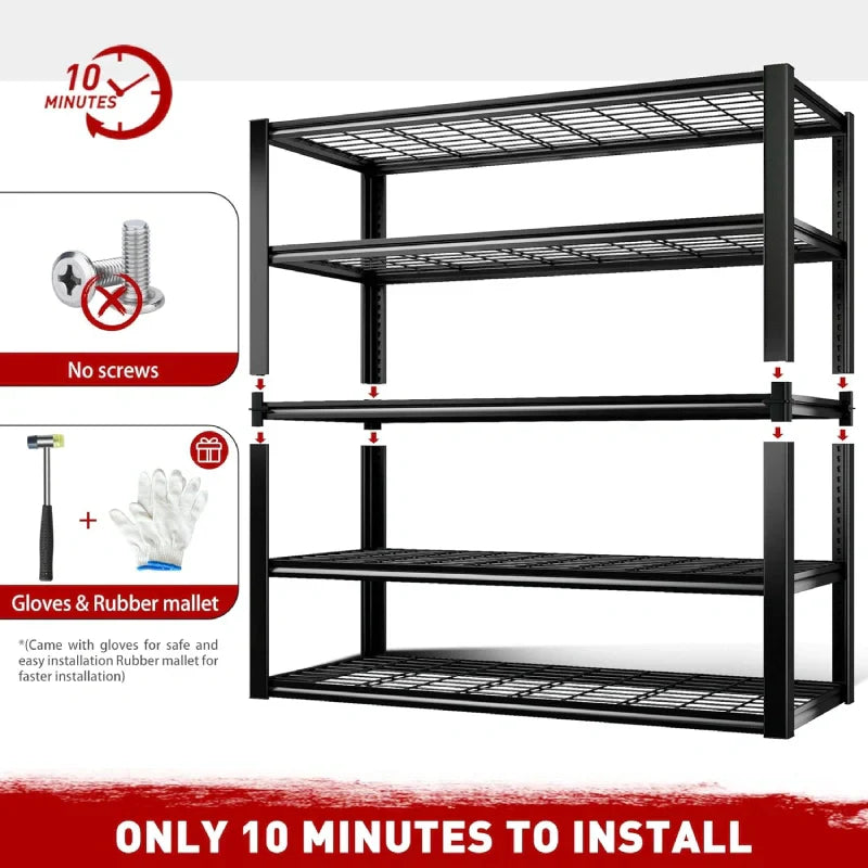 【🔥Factory Direct Clearout Sale🔥】5 Tier 48"W x 72.2"H Storage Shelves for Basement 2500LBS Metal Shelving Unit  for Garage, Warehouse, Industrial, basement