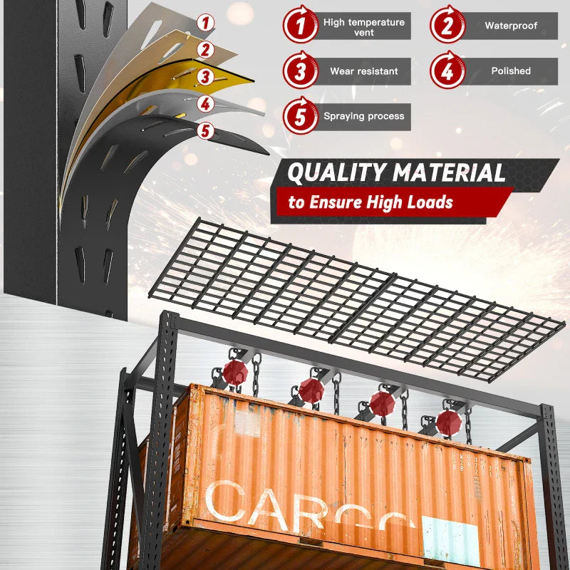 【🔥Factory Direct Clearout Sale🔥】shelves 4-Tier Industrial Storage Rack 77.2"W 8500LBS Shelves with Metal Heavy Duty Garage Shelving Adjustable Shelving for Warehouse, Industrial, basement, Laboratory