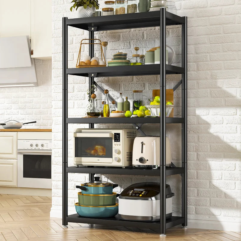 【🔥Factory Direct Clearout Sale🔥】5-Tier BookShelf Steel Wire Shelving with Wheels 31.5"W Living Room Rack WaterProof Bathroom Storage Shelf