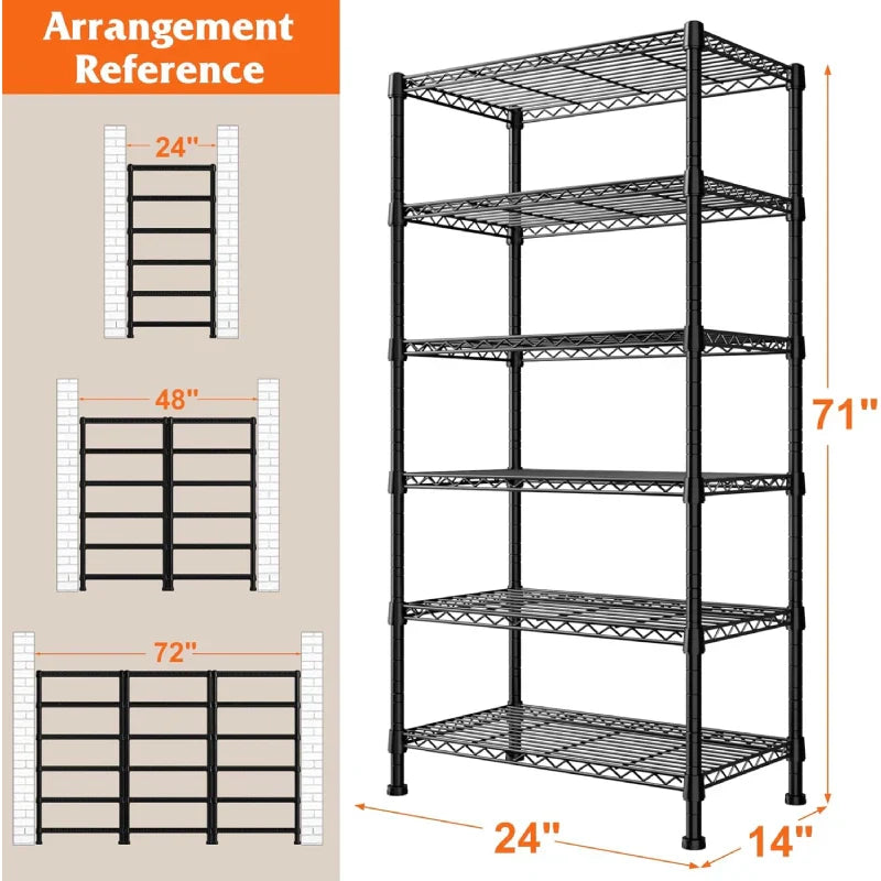 【🔥Factory Direct Clearout Sale🔥】6-Tier Wire Shelving Units, 1000lbs Metal Wire Rack, Adjustable Pantry Shelf, Outdoor Metal Shelves
