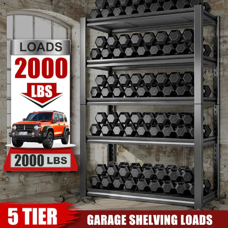 【🔥Factory Direct Clearout Sale🔥】2 Packs 31.5"W  Heavy Duty Storage Shelves, 5-Tier 2000 Lbs Adjustable Metal Shelving Units for Garage, Basement, Warehouse, Pantry