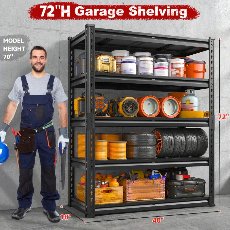 【🔥Factory Direct Clearout Sale🔥】72"H 2600LBS Garage Shelves,Metal Storage Shelving for Warehouse Commercial Pantry Garage