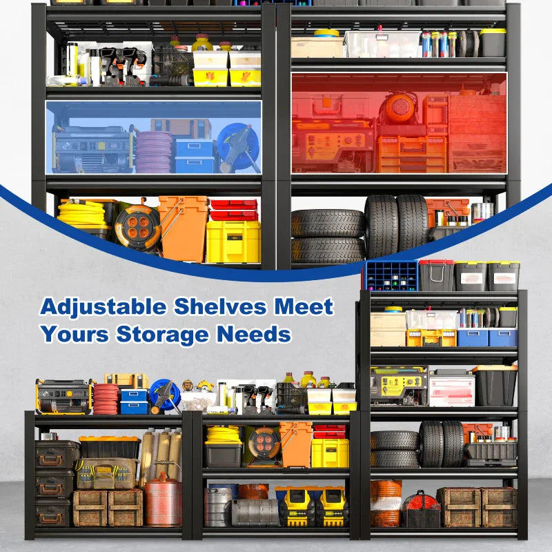 【🔥Factory Direct Clearout Sale🔥】60" W Industrial Storage Rack Adjustable Heavy Duty Garage Shelving Rust-Resistant Garage Storage Shelves for Garage, Warehouse, Basement
