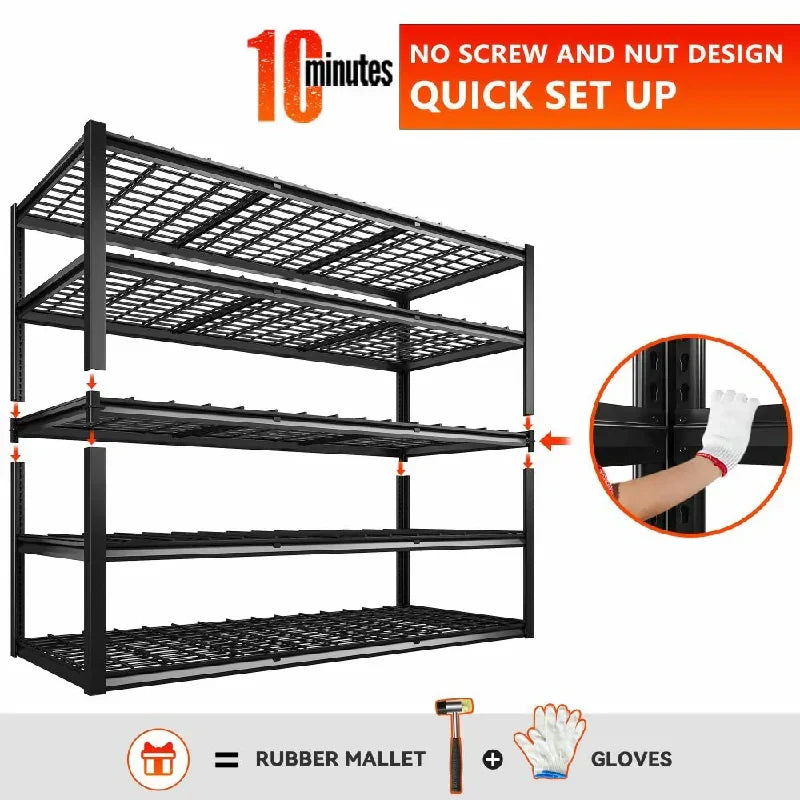 【🔥Factory Direct Clearout Sale🔥】60" W Industrial Storage Rack Adjustable Heavy Duty Garage Shelving Rust-Resistant Garage Storage Shelves for Garage, Warehouse, Basement
