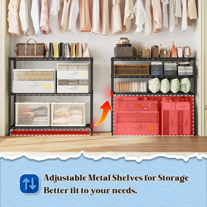 【🔥Factory Direct Clearout Sale🔥】3-Shlef Metal Shelves, Adjustable Steel Wire Shelving Units, Storage Rack for Kitchen Pantry Closet Dorm