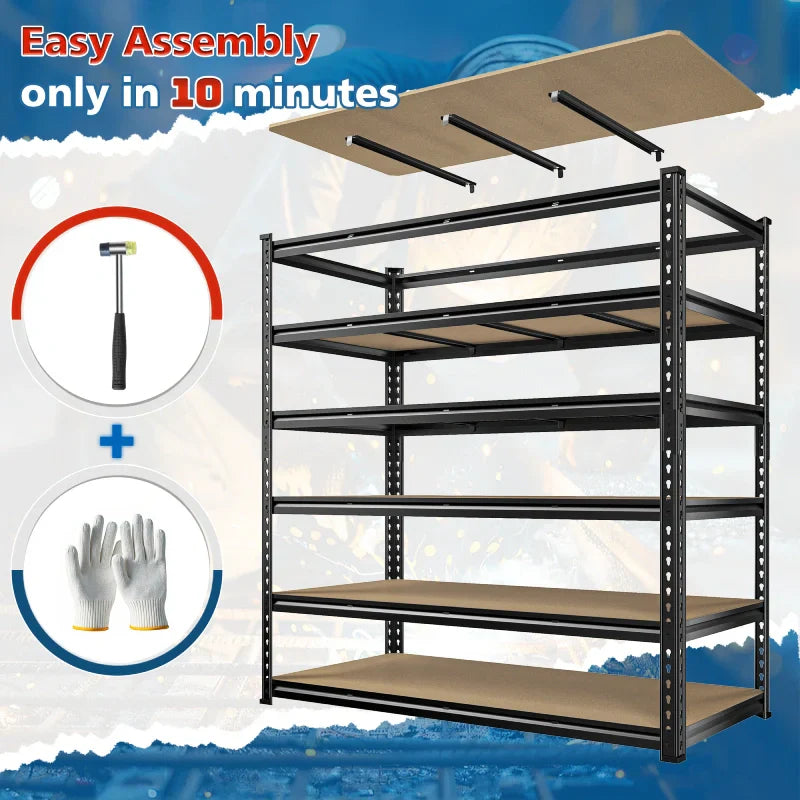 【🔥Factory Direct Clearout Sale🔥】55"W Boltless Shelving Units, 6-Tier Heavy Duty Freestanding Garage Shelves Load 3060lbs, Steel Storage Racks for Pantry Basement Commercial
