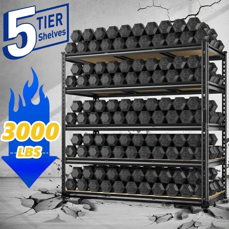 【🔥Factory Direct Clearout Sale🔥】48" W Garage Storage Shelves, 3000lbs Heavy Duty Steel Shelving Racks, Adjustable Metal Racks for Basement Warehouse Commercial