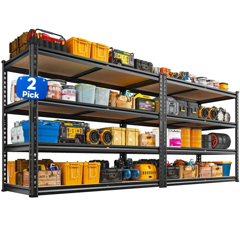 【🔥Factory Direct Clearout Sale🔥】2-Pack 40"W Garage Storage Shelves, 2500lbs Heavy Duty Steel Shelving, Adjustable Storage Rack for Basement Commercial