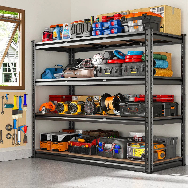 【🔥Factory Direct Clearout Sale🔥】48" W Garage Shelving Unit, 4-Tier Adjustable, Heavy Duty Steel Shelving Racks Load 2550 lbs, Storage Rack for Kitchen Pantry Basement