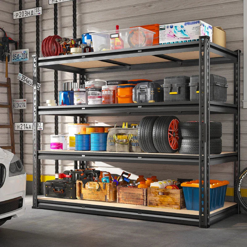 【🔥Factory Direct Clearout Sale🔥】48" W Garage Shelving Unit, 4-Tier Adjustable, Heavy Duty Steel Shelving Racks Load 2550 lbs, Storage Rack for Kitchen Pantry Basement