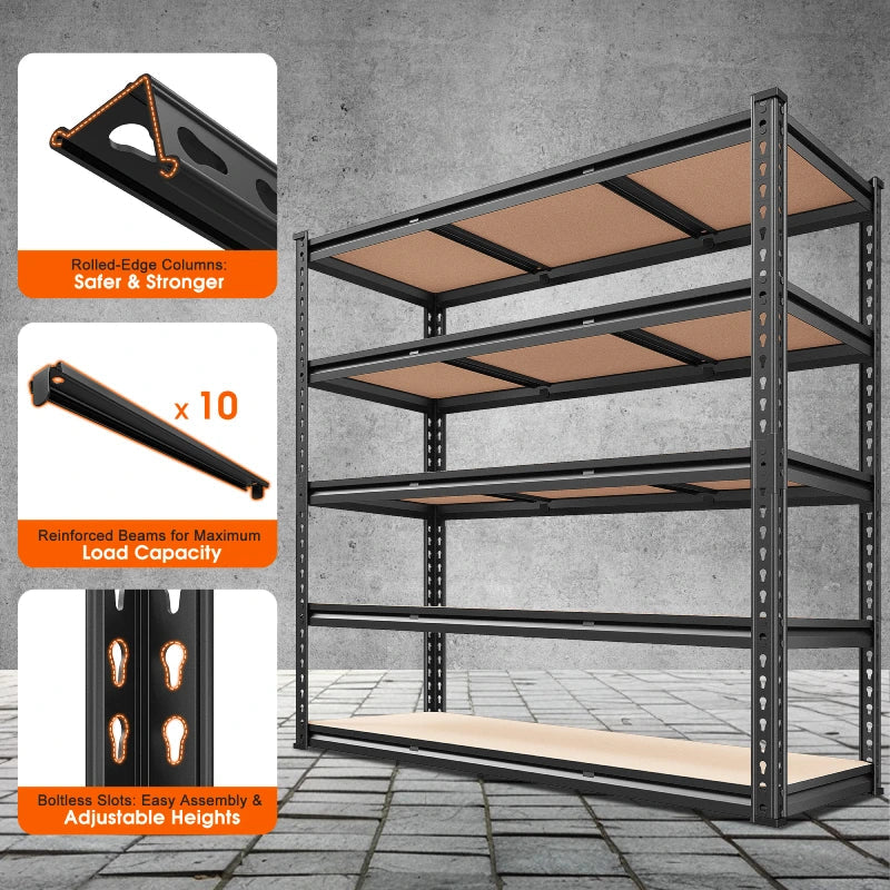 【🔥Factory Direct Clearout Sale🔥】2 Pack Garage Shelf, 48.2''W Adjustable Steel Shelving Rack Load 3000lbs, Boltless Shelving for Basement Warehouse Commercial