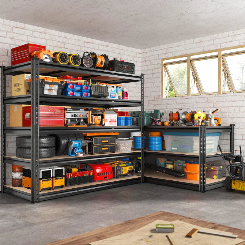 【🔥Factory Direct Clearout Sale🔥】2 Pack Garage Shelf, 48.2''W Adjustable Steel Shelving Rack Load 3000lbs, Boltless Shelving for Basement Warehouse Commercial