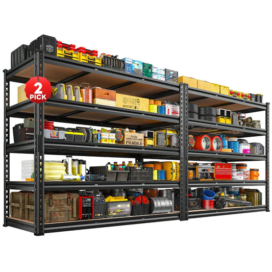 【🔥Factory Direct Clearout Sale🔥】2 Pack Garage Shelf, 48.2''W Adjustable Steel Shelving Rack Load 3000lbs, Boltless Shelving for Basement Warehouse Commercial