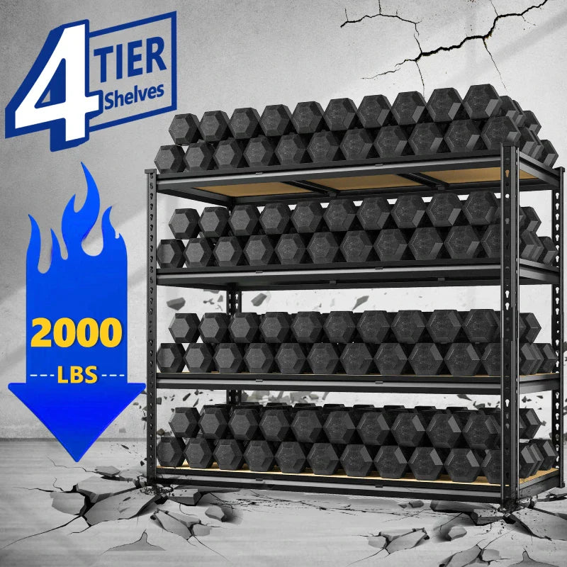 【🔥Factory Direct Clearout Sale🔥】48" W Garage Storage Shelves, Adjustable Steel Shelving Racks Load 2000lbs, Freestanding Shelves for Pantry Basement Warehouse