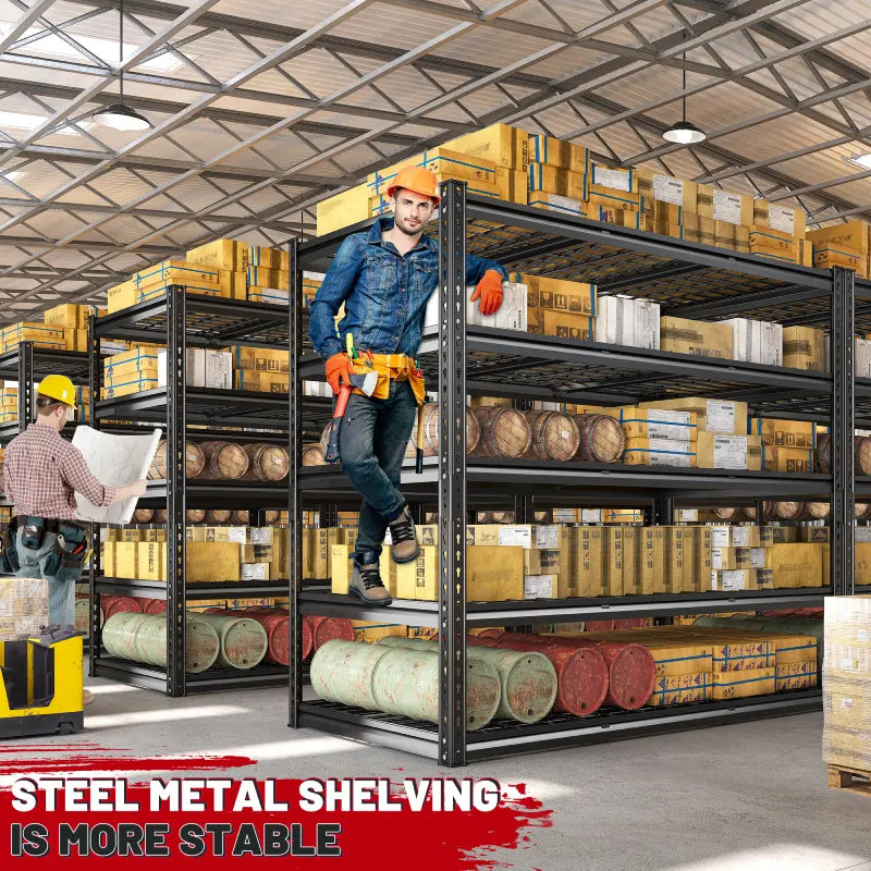 【🔥Factory Direct Clearout Sale🔥】55“W x 72"H 3000LBS Metal Garage Storage Racks Basement Shelving Adjustable Industrial Shelving for Garage, Warehouse, Pantry