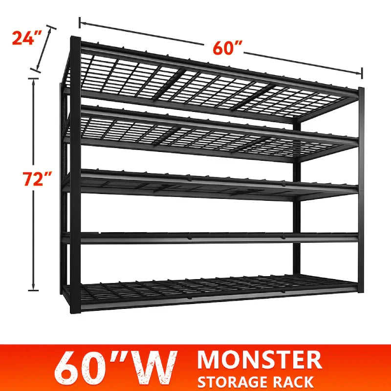 【🔥Factory Direct Clearout Sale🔥】2-Pack 60" W Industrial Steel Shelving Heavy Duty Adjustable Garage Shelves for Warehouse, Garage, Basement