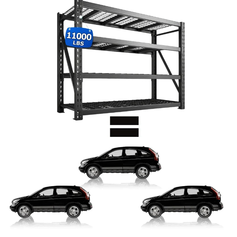 【🔥Factory Direct Clearout Sale🔥】60"W 11000LBS Ultra Heavy-Duty Garage Shelving 72" H Industrial Shelving Adjustable 4-Tier Metal Garage Shelving Unit for Warehouse, Commercial, Shop, Basement