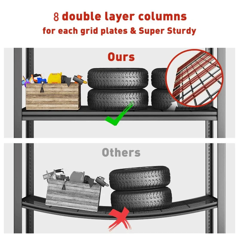 【🔥Factory Direct Clearout Sale🔥】55.2"W Heavy Duty Garage Shelving 5 Tiers Storage Shelves 3000LBS Pantry Rust-Proof Industrial Shelving for Warehouse, Basement & Commercial