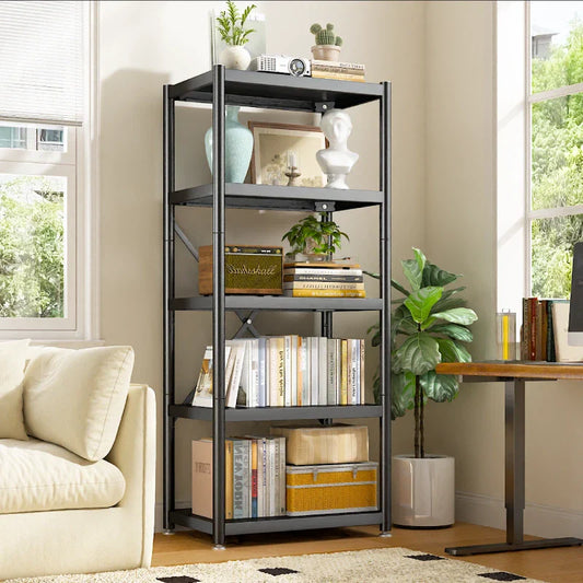 【🔥Factory Direct Clearout Sale🔥】5-Tier BookShelf Steel Wire Shelving with Wheels 31.5"W Living Room Rack WaterProof Bathroom Storage Shelf