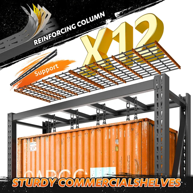 【🔥Factory Direct Clearout Sale🔥】shelves 4-Tier Industrial Storage Rack 77.2"W 8500LBS Shelves with Metal Heavy Duty Garage Shelving Adjustable Shelving for Warehouse, Industrial, basement, Laboratory