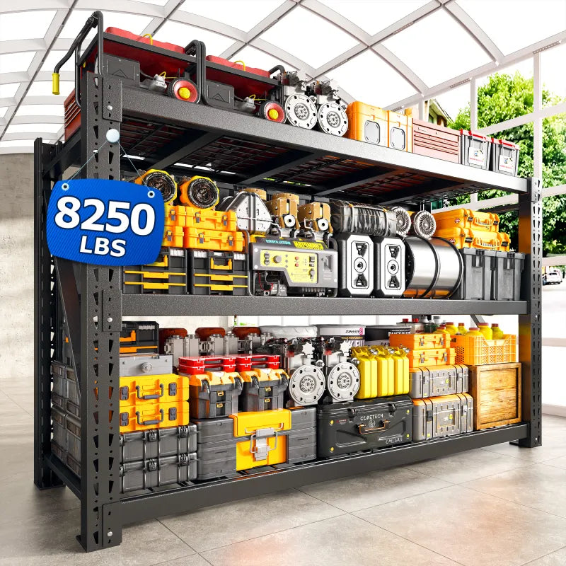 【🔥Factory Direct Clearout Sale🔥】 3-Tier 8250 LBS Heavy Duty Storage Rack 66 in High Adjustable Industrial Steel Shelving Unit for Garage, Warehouse Basement